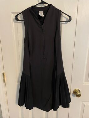 Athleta Small Black Match Point 1/4 Zip Flare Pleated Dress Tennis Pickleball